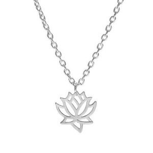 Anthropologie Lotus Flower Necklace silver dainty boho chic